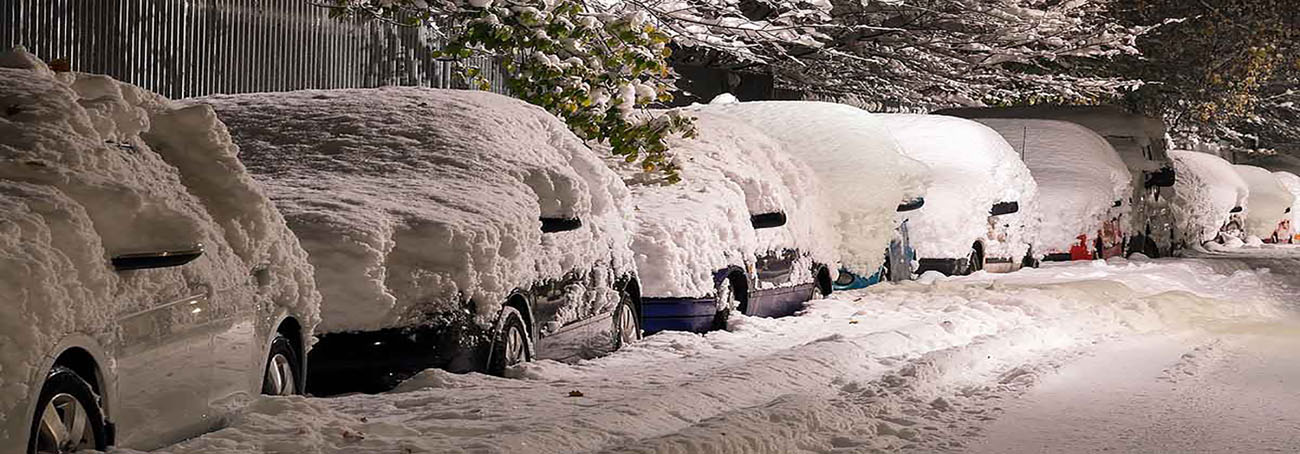 parked cars covered with snow