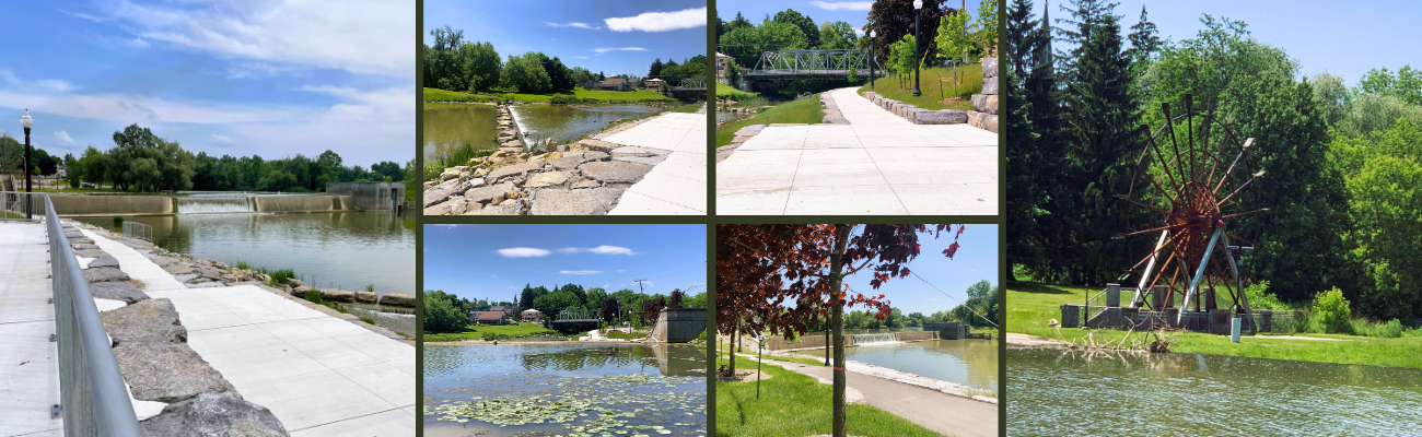 A collage of photos of the Nith River Promenade